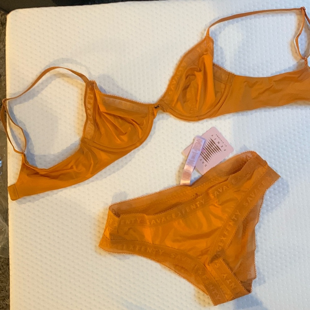 Savage x Fenty bra panty set. New with tags. Microfiber. 34b. Small. Lingerie.